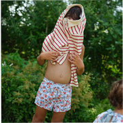 unisex cream and red stripe rugby shirt