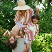 unisex cream and red stripe rugby shirt
