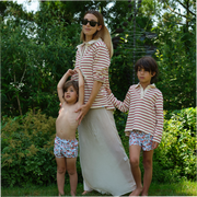 unisex cream and red stripe rugby shirt