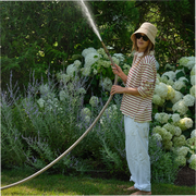 women's cream and red stripe rugby shirt