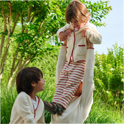 unisex cream and red stripe pant
