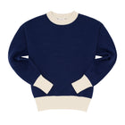 women's navy with cream trim knit sweater