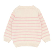 unisex cream and pink stripe knit sweater