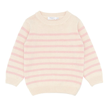 unisex cream and pink stripe knit sweater