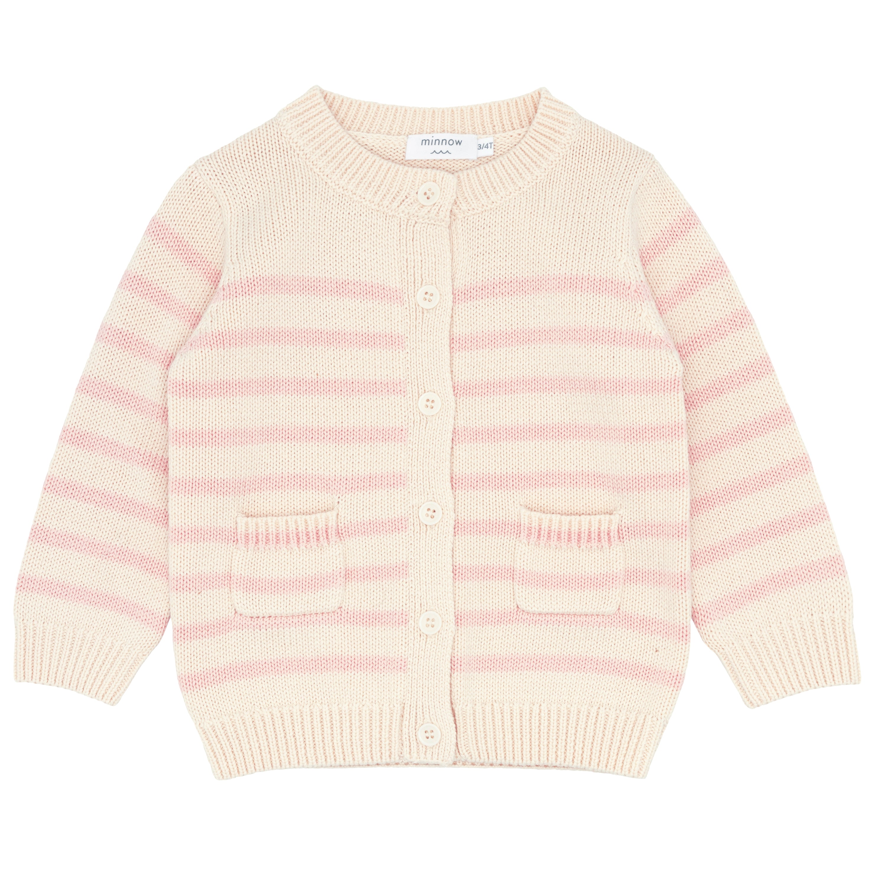 Pink and white striped cardigan best sale