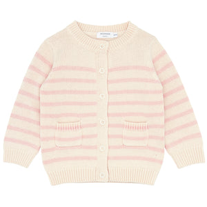 unisex cream and pink stripe cardigan