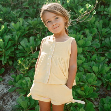 girls banana french terry button up tank