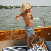 boys newport navy gingham boardie