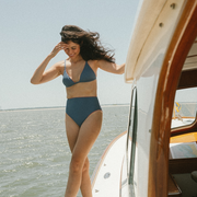 women's newport navy triangle bikini top