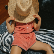 girls poppy red french terry romper