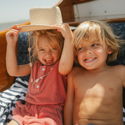 girls poppy red french terry romper