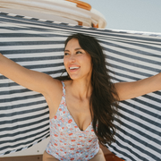 navy cabana stripe towel