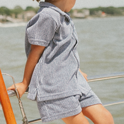 boys navy stripe french terry short