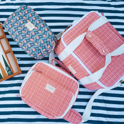 poppy gingham coated cooler bag