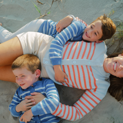 unisex regatta and light blue stripe knit cardigan