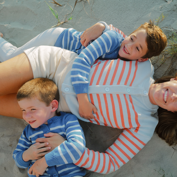 unisex regatta and light blue stripe knit cardigan