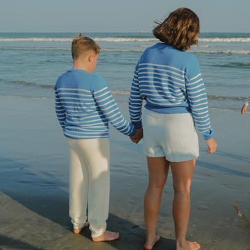 unisex regatta and light blue stripe knit cardigan