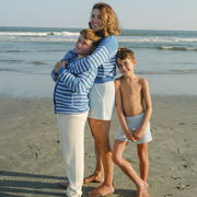 women's regatta and light blue stripe cropped knit sweater