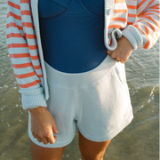 women's light blue knit short