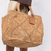 manebi large tan raffia sunset bag