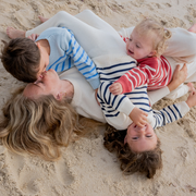 unisex red and cream stripe knit sweater