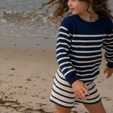 unisex breton stripe knit short