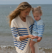 unisex blue stripe knit sweater
