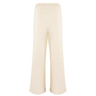 women's cream wide leg knit pant