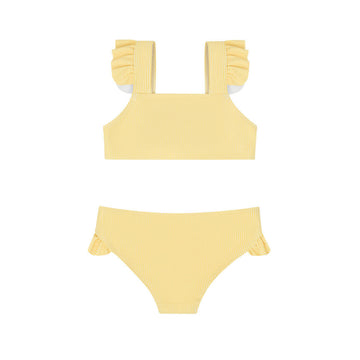 girls buttercream stripe ruffle tie back bikini