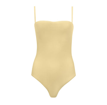 women's buttercream stripe low back one piece