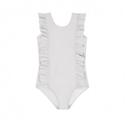 girls dove grey ruffle one piece