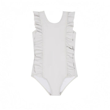 girls dove grey ruffle one piece