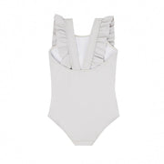 girls dove grey ruffle one piece