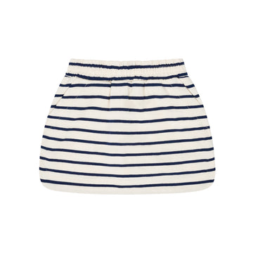 girls cream and navy stripe skirt with shorts