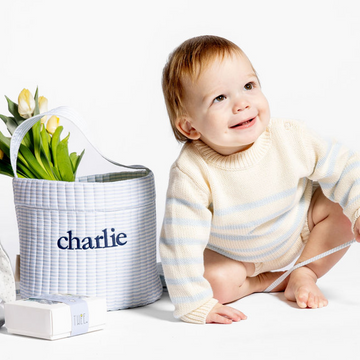 powder blue stripe quilted easter bucket