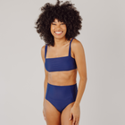 women's navy high waisted bikini bottom