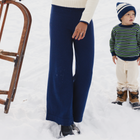 women's navy wide leg knit pant