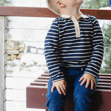 unisex navy stripe rugby shirt