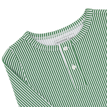 unisex hunter green stripe henley pima pajamas set