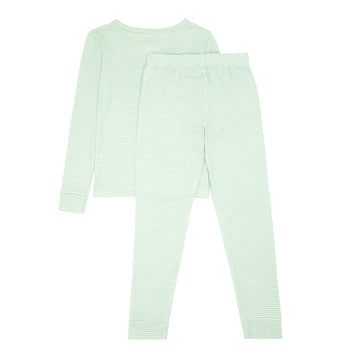 unisex pistachio stripe pima pajamas set