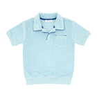 unisex pacific blue french terry polo with ribbed hem