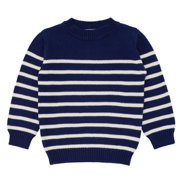 Navy blue sweater with white stripes hotsell