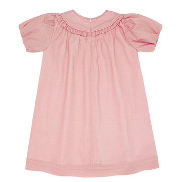 girls camellia pink dot puff sleeve dress