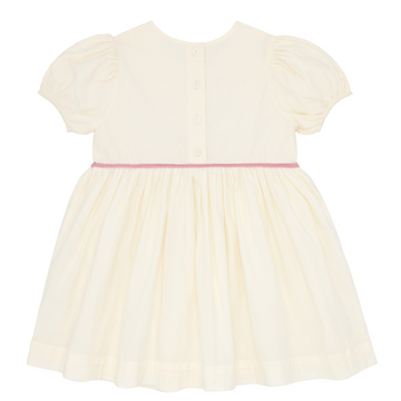 girls crème smocked puff sleeve dress