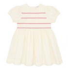 girls crème smocked puff sleeve dress