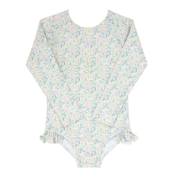 girls wildflower bouquet rashguard one piece