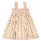 girls marigold floral ruffle strap smocked dress