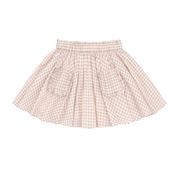 girls brown gingham skirt