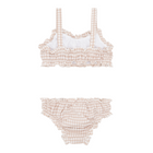 girls brown crinkle gingham ruffle edge bikini