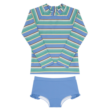 girls costa stripe rashguard set